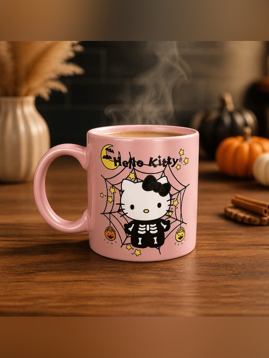 Hello Kitty Other - Sanrio Hello Kitty Skeleton Pink Spiderweb Halloween Spooky Ceramic Big Mug 20oz
